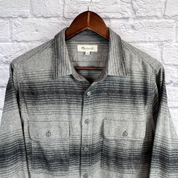 Madewell Other - Madewell J Crew Gray Heather Stripe Brushed Flannel Long Sleeve Shirt Size Large